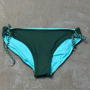 Helen Jon Reversible Tunnel Hipster Bikini Bottom Green Blue Ties Large